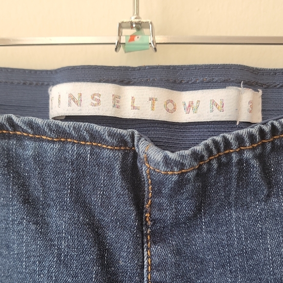 Tinseltown High Rise Flare Jeans Raw Hem Stretch Denim - Picture 2 of 14